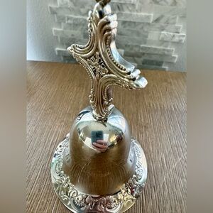Wallace Silver Plated Bell 1997 Christmas Ornament with Cross on Top Ornate